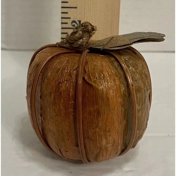 3 Fall Artificial Mini Pumpkin Dark Orange Thanksgiving Size In Pictures - Picture 4 of 4